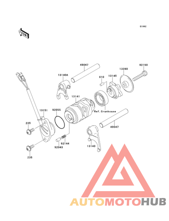 Gear change drum/shift fork