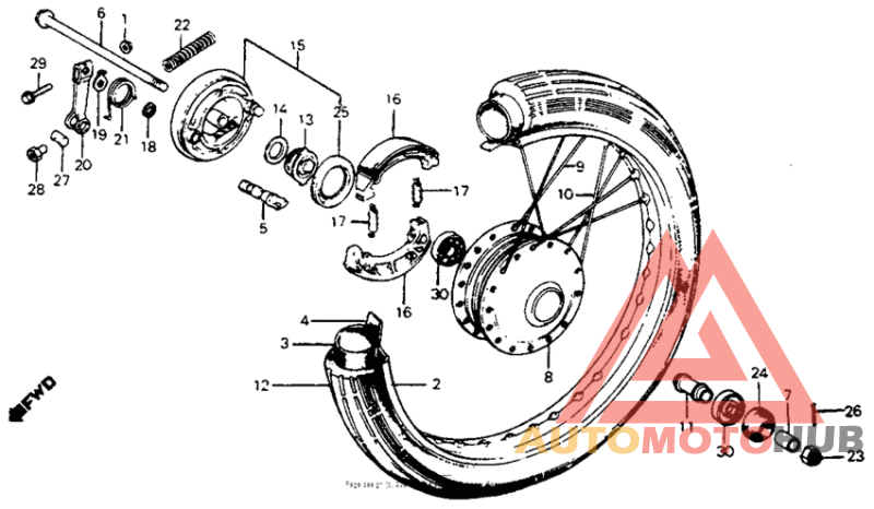 Front wheel + front brake panel