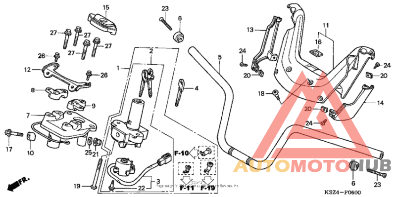 Handlebar + handle cover (nss250/nss250a)
