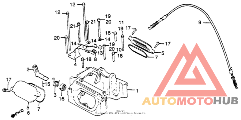 Cylinder head cover + decompression cable