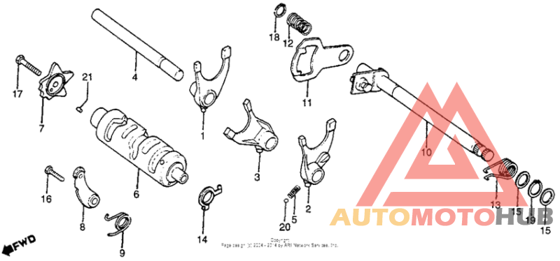 Gearshift drum + gearshift spindle