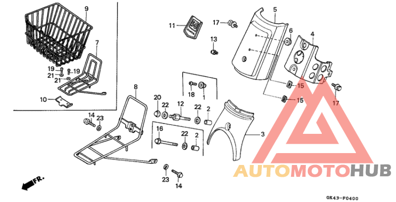Top cover/front carrier