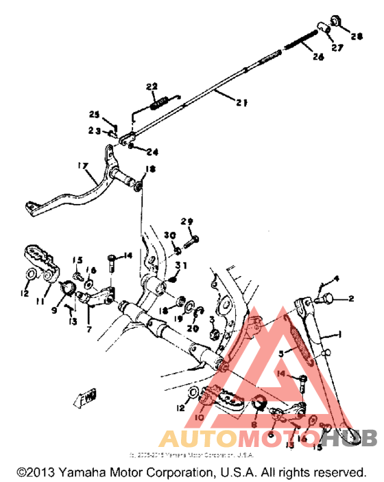 Stand-footrest-brake pedal