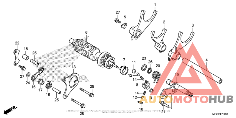 Gearshift Drum + Gearshift Fork