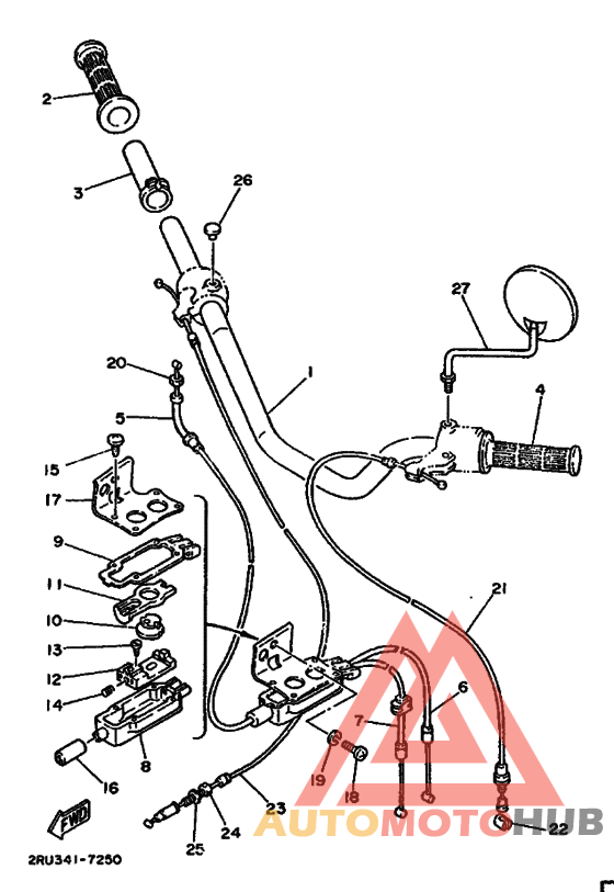 Рулевой рычаг и кабель