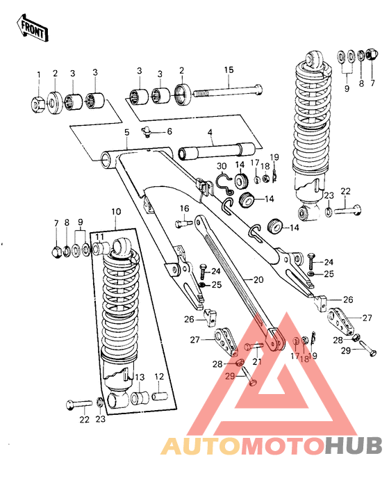 Swing arm/shock absorbers