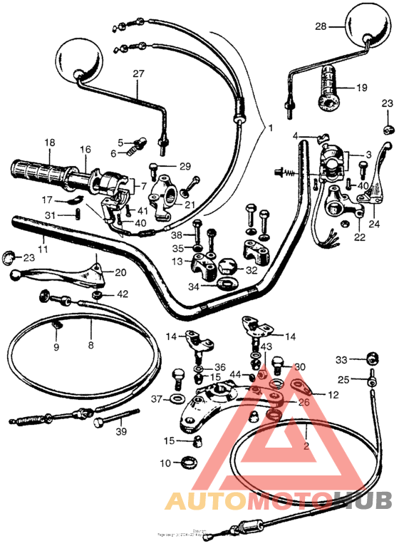 Handlebar + cables + mirrors