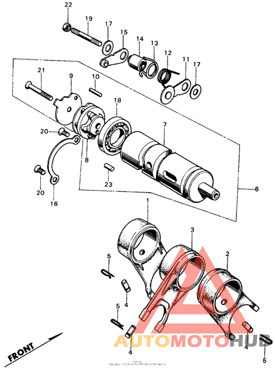 Gearshift drum + shift fork