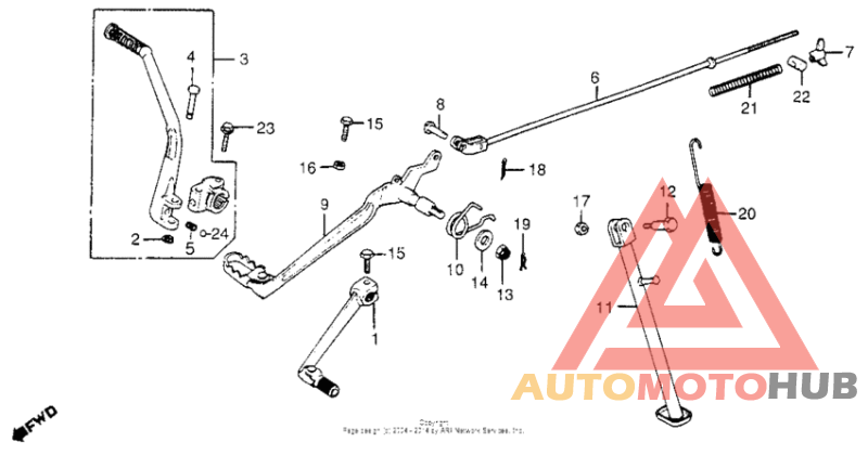 Pedal + kick starter arm
