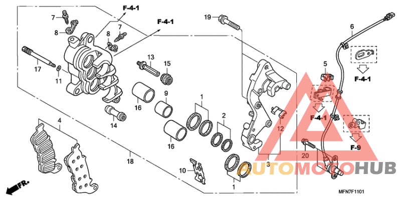 R. front brake caliper