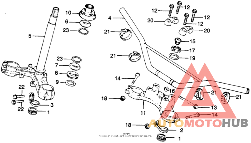 Handlebar + top bridge + steering stem
