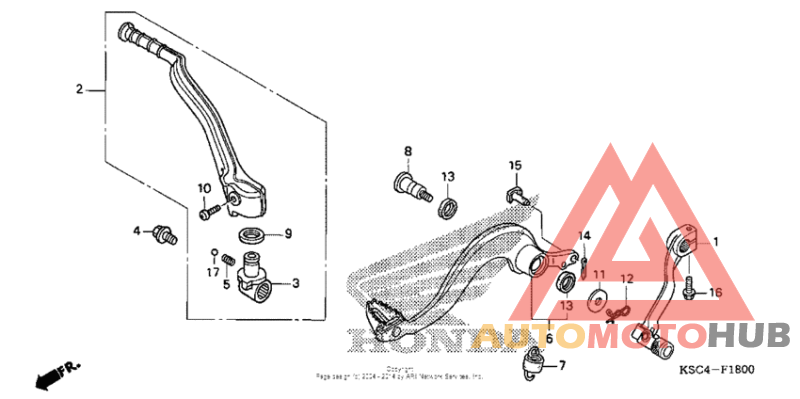 Pedal + kick starter arm