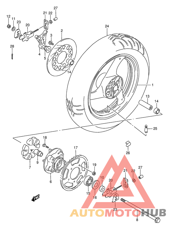 Rear wheel complete assy
