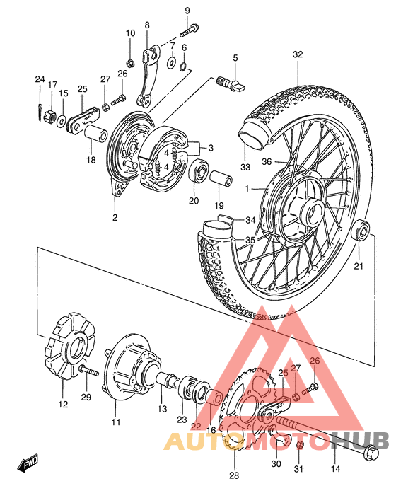 Rear wheel complete assy