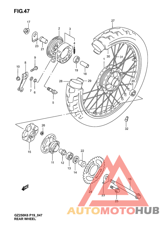 Rear wheel complete assy