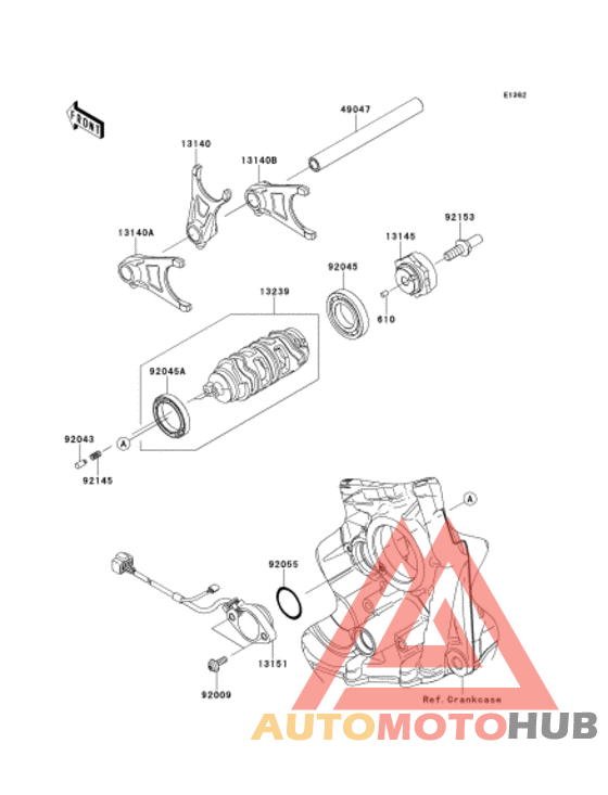 Gear change drum/shift fork