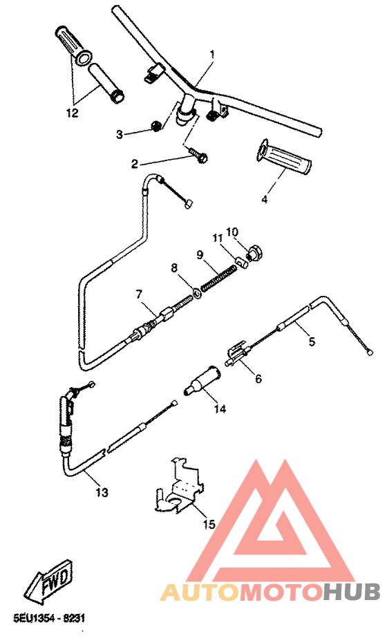 Steering handle, cable