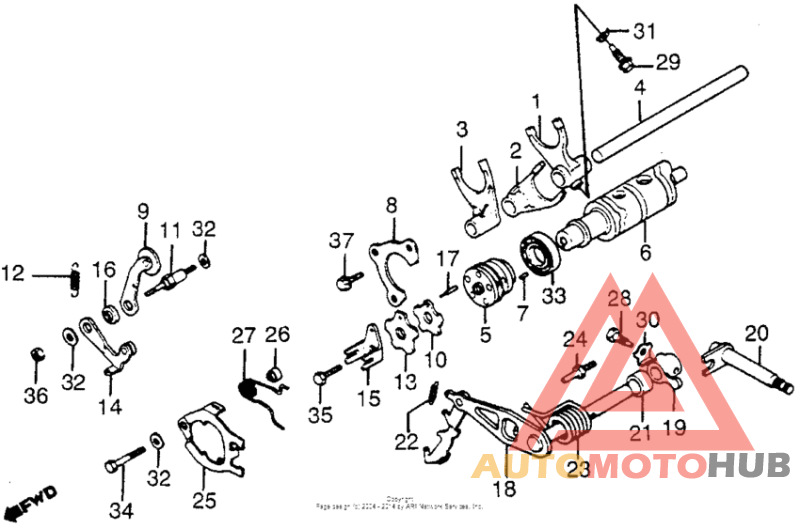 Shift drum + shift fork