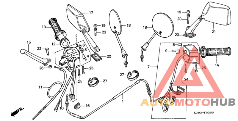 Cable/handle lever/switch