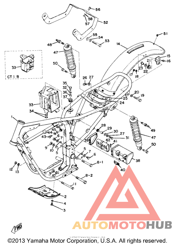 Frame, rear cushion & rear fender