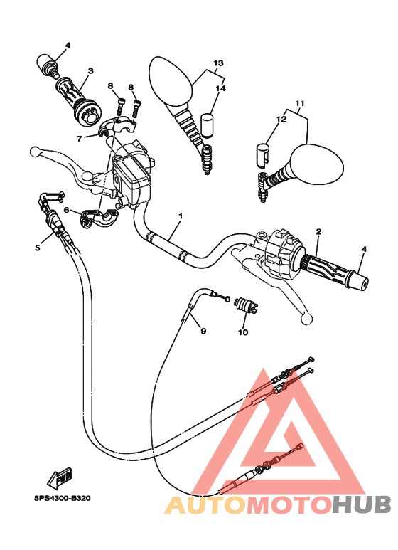 Рулевой рычаг и кабель