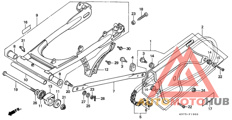 Rear fork/chain case