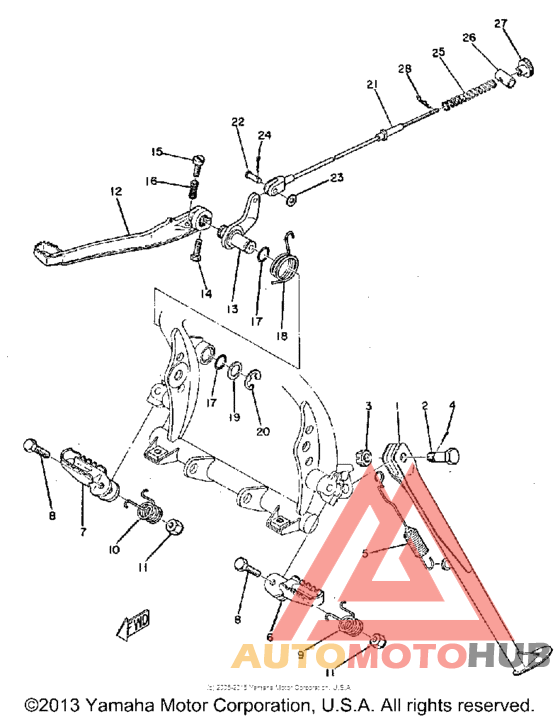 Stand-footrest-brake pedal
