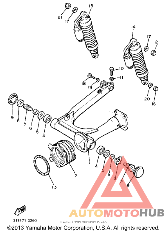Swing arm-rear shocks