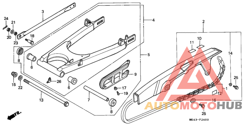 Rear fork/chain case