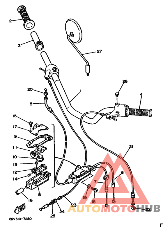 Рулевой рычаг и кабель