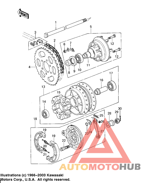 Rear hub/brake/chain