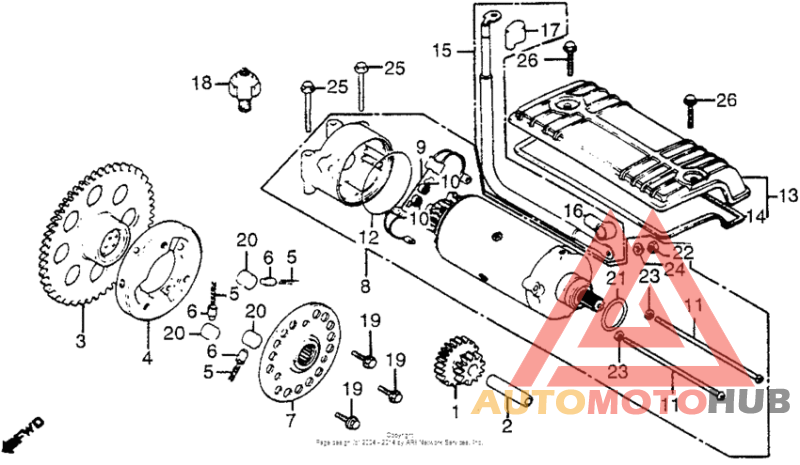 Starter motor + oil pressure switch
