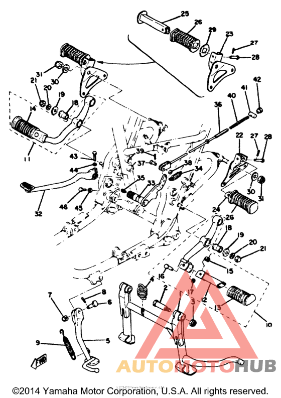 Stand footrest brake pedal