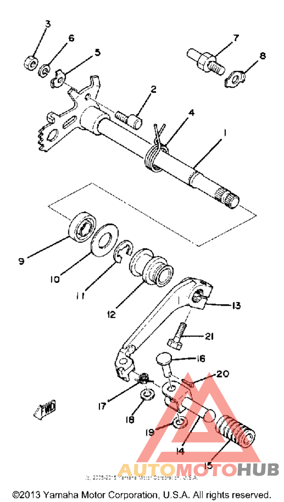 Shift shaft - pedal