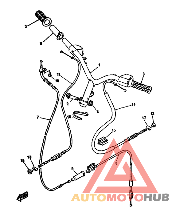 Steering handle, cable