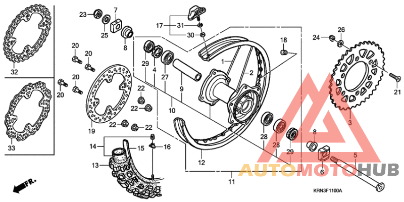 Rear wheel complete assy