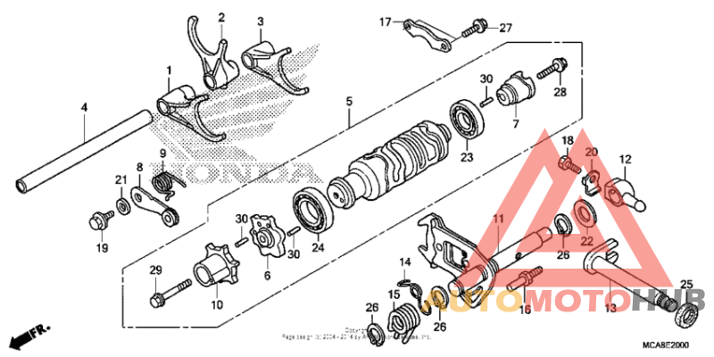 Shift drum + shift fork