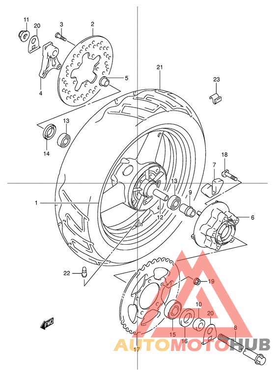 Rear wheel complete assy