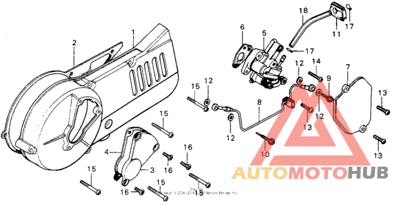 Left crankcase cover + oil pump