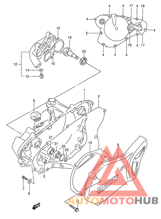 Crankcase cover- water pump