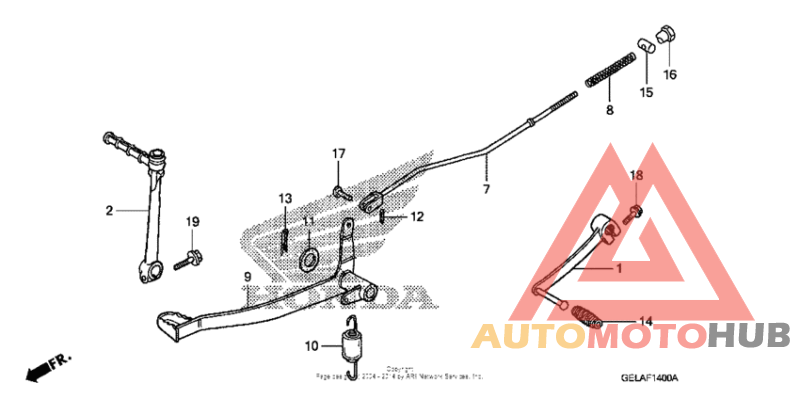 Brake pedal + kick starter arm