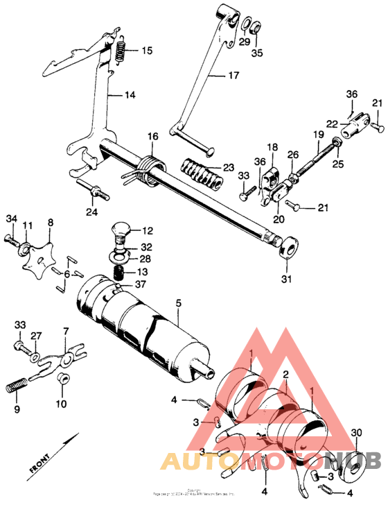 Gearshift + change pedal + shift drum + shift fork