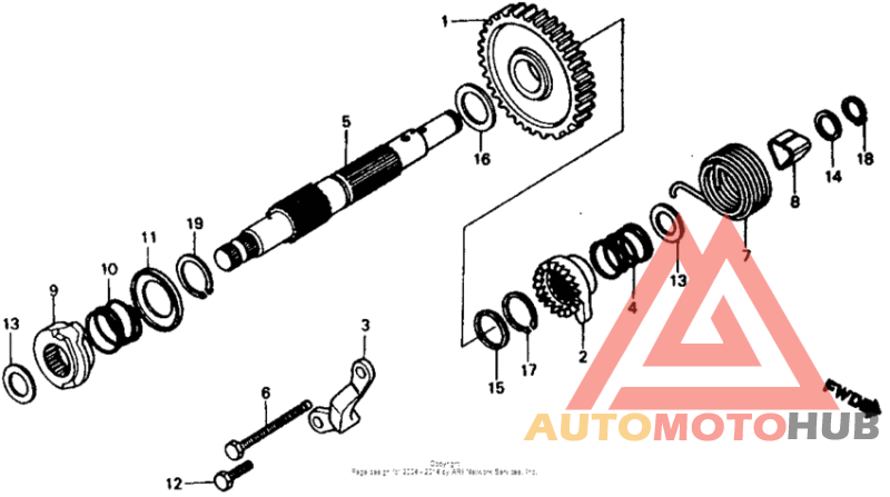 Kick starter spindle 81-82