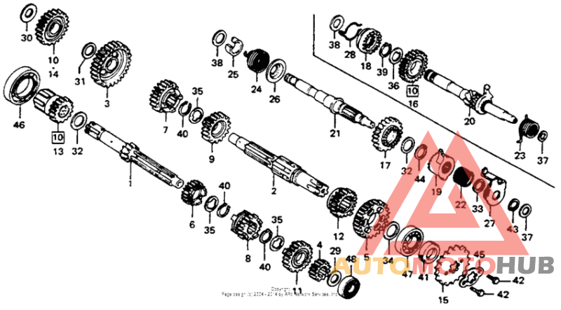 Transmission + kick starter spindle