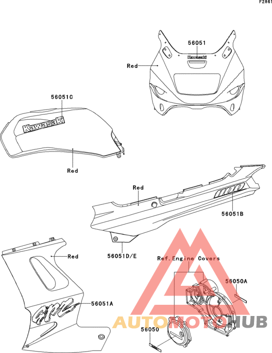 Decals(red)(zx1100-e1/e2/e4)