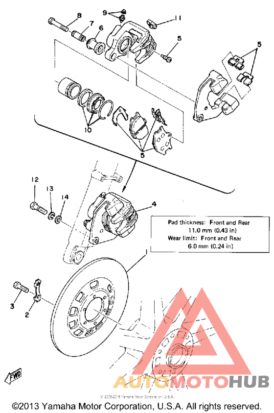 Front disc brake caliper
