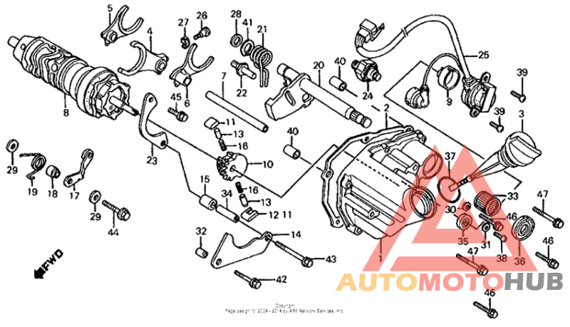 Gearshift drum + gearshift fork