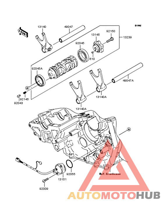 Gear change drum/shift fork