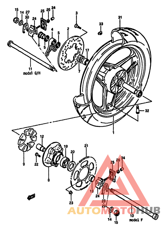 Rear wheel complete assy