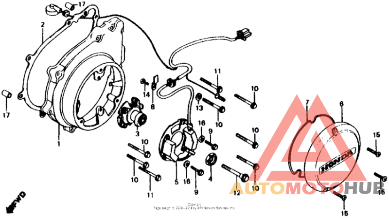 Left crankcase cover + spark advancer